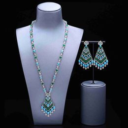 Wedding Jewellery Sets Nigeria 2pcs Bridal Zirconia Jewellery Sets For Women Party Luxury Dubai Nigeria CZ Crystal Wedding Jewellery Sets Q240316