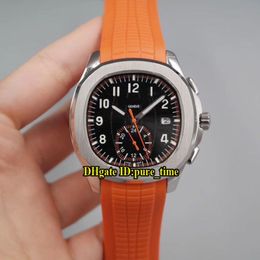 11 Color New Aquanaut Date 5968A-1 Black Dial Automatic Mens Watch 316L Steel Case Black Orange Rubber Strap Sport Gents Watches P255n
