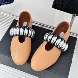 Casual Shoes Designer Fashion Women Sexy Lady Nude Genuine Leather Round Toe Loafer Slip On Dreess Soft