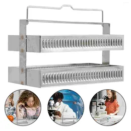 Kitchen Storage Slide Drainer Stainless Steel Microscope Slides Holder Staining Rack Accessories Tray 60 Positions Tool