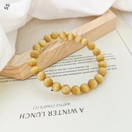 Strand 23pcs 8MM Natural Tiger Eye Stone Hand String Loose Bead Yellow Crystal Bracelet For Female/Male Dairy Garment Charm Accessories