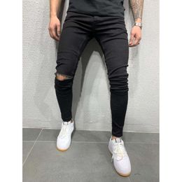 High Quality Men's Elastic Tight Fitting Small Leg Jeans with Golden Cut for Men