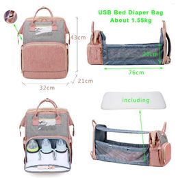 Backpack Mommy Bed Diaper Bags Foldable Sunscreen Baby Crib Large Capacity Insulation Nursing Stroller USB