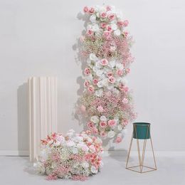 Decorative Flowers Pink White Rose Babysbreath Orchid Wedding Backdrop Decor Floral Arrangement Event Table Centrepiece Flower Ball Party