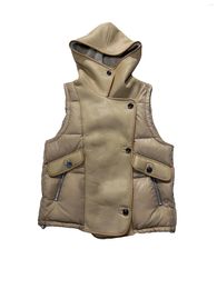 Women's Vests Waistcoat Jacket Hooded Short Loose Version Splicing Single-breasted Design Warm And Comfortable 2024 Winter 0106