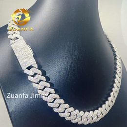 Man Hip Hop Jewellery 925 Sterling Silver 14mm 3rows Iced Out Vvs1 Moissanite Diamond Custom Name Lock Miami Cuban Bracelet