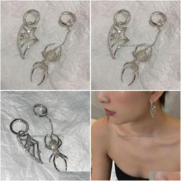 Dangle & Chandelier Dangle Earrings Punk Accessories Design Sense Asymmetric Long Spider Drop For Women Rhinestone Elegant Girl Y2K T Dhxfw