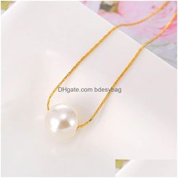 Pendant Necklaces Cute Pearl Pendant Necklaces Gold Sier Colour For Women Girl Clavicle Chains Choker Fashion Jewellery Gift Drop Deliver Dhpfg