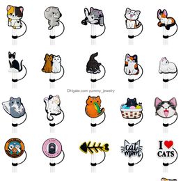 Drinking Sts Girls Cute Animals Sile St Toppers Accessories Er Charms Reusable Splash Proof Dust Plug Decorative 8Mm/10Mm Drop Deliver Otepf