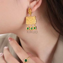 Dangle Chandelier Marka New Stainless Steel Earrings for Women Green Glass Pendant Accessories Luxury Jewellery Girl Earrings Party Gift Wholesale 24316