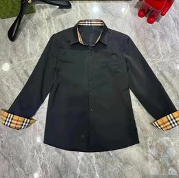 brand dress shirt men black plaid long sleeve mens designer shirt