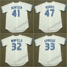 Men's 1979-2001 WILLIE UPSHAW JOE CARTER DAVE WINFIELD FRED McGRIFF PAT HENTGEN JACK MORRIS TOM HENKE Toronto Throwback Baseball Jersey S-5XL