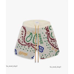 2024 New Men's Shorts North American High Street Brand Rhude Cashew Jacquard Drawstring 409