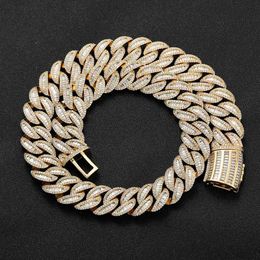 Großhandel heißer Verkauf Mode 15mm Iced Out kubanische Halskette Kettenglied Hip Hop Schmuck für Herren Rapper Zirkon Halskette