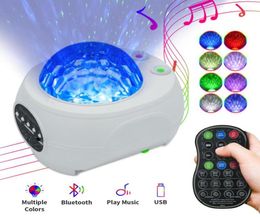 Bedside Galaxy Projector Night Lamp LED Gadget Universe Star Sky Projectors Lamp Ocean Wave with Bluetooth Music Speaker For Kids 7817576