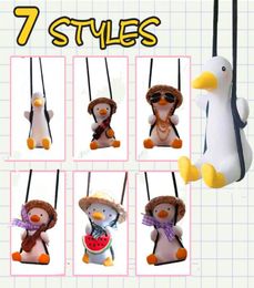 New Gypsum Cute Anime Car Accessorie Swing Duck Pendant Auto Rearview Mirror Ornaments Birthday Gift Auto Decoraction Car Fragranc4860140