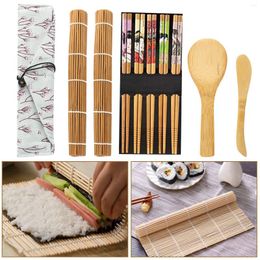 Dinnerware Sets Durable DIY Set Sushi 10 Piece Bamboo Roll Curtain Shutter Chopsticks