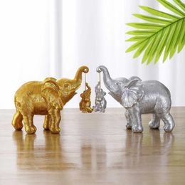 Decorative Figurines Mother's Day Gift Cartoon Cradle Elephant Resin Craft Desktop Decoration