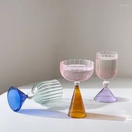 Wine Glasses Creative Coloured Ripple Irregular Cup For Martini Mojito Champagne Margarita Cocktail Goblet Coffee Milk Juice
