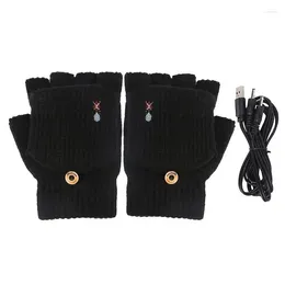 Cycling Gloves USB Heating Half Hand Knitted For Fishing Winter Essential Backpacking Mountaineering Riding Camping