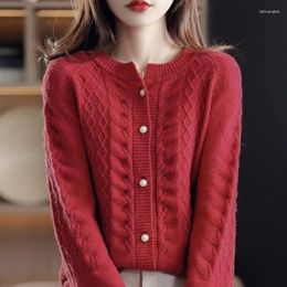 Women's Knits Vintage Fashion Knitted Sweater Knitwear Cardigan Spring Autumn Round-Neck Single-Breasted Jacket Tops Female