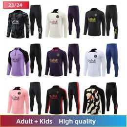 23 24 pPSG tracksuit Paris tracksuit training mbappe chandal Kids and adults half-pull soccer training kit Athleisure suit