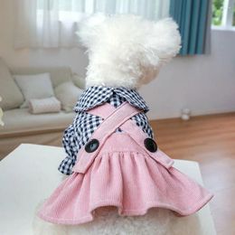 Dog Apparel Soft Plaid Dress Costume Breathable Polyester Strap Skirt Pet Princess Puppy Two Legged Party