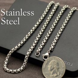 50 Pieces Round Box Chain Necklace for Men Women Tarnish Free Wholesale Stainless Steel Jewellery Making 240311