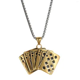 Pendant Necklaces Poker Men's Geometric Play Card Stainless Steel Lucky Jewellery Gift For Men Him Father