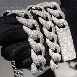 Hip Hop Miami 20Mm Width Eight Rows Moissanite Diamond Full Iced Out Cuban Link Chain Necklace