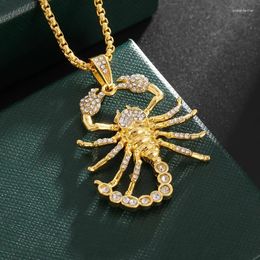 Pendant Necklaces Iced Out Cubic Zirconia Lobster Scorpion Animal Necklace Men and Women Hip-hop Rock Trend Jewelry Gift