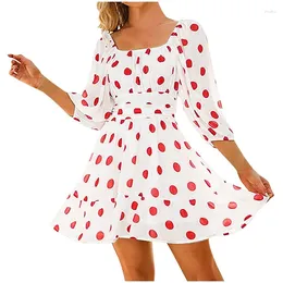 Party Dresses Womens Lantern Sleeve Tie Back Dress Ruffled Off Shoulder A-Line Vintage Mini White Strawberry Es Vestido Feminino