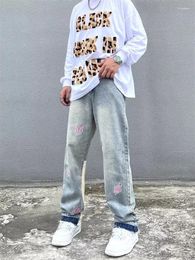Men's Jeans 2024 Retro Graphic Embroidery Hip Hop Denim Pants Streetwear Men Harajuku Cotton Trousers Elastic Y2K