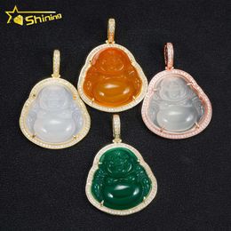 Cheapest Price Moissanite Hip Hop Jewellery Supplier Sier Vvs Diamond Green Jade Iced Out Buddha Pendant