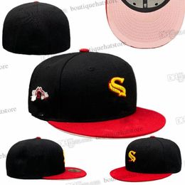 Mens Baseball Fitted Hats Classic Black Colour Hip Hop Chicago Sport Full Closed Design Caps baseball cap Chapeau Stitched A SD Lettter Love Hustle Flowers Mvip-023