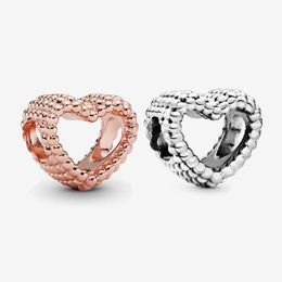 Beaded Open Heart Charm Pandoras 925 Sterling Silver Luxury Charms Set Bracelet Making Rose Gold charms beads Designer Necklace Pendant Original Box TOP quality