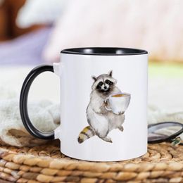 Mugs Raccoon Coffee Mug 11oz Ceramic Cup Cute Gift For Lovers Funng Chocolate Birthday Novelty Drinkware Him Her