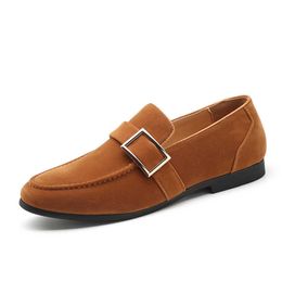 HBP Non-Brand Buckle Strap Size 47 48 Suede Upper Comfortable Breathable Casual Genuine Leather Loafers Shoes