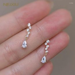 Stud Earrings Neixiu 925 Sterling Silver Plated 14K Gold Zircon Crystal Women Fashion Party Jewellery Accessories Gifts Wholesale