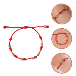 Charm Bracelets Manual Seven Knots Lucky Bracelet Miss Beads For Women Red Rope Stainless Steel