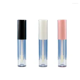 Storage Bottles 50Pcs Lipgloss Tube 6ml Empty Cosmetic Container Round Shape Bottle Black White Pink Lid With Plug Packaging