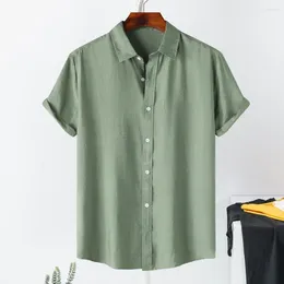Men's Casual Shirts Men Lapel Shirt Seamless Button-up Summer With Collar Stretchy Fabric Breathable Design For