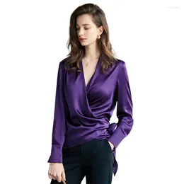 Women's Blouses 2024 Spring Fashion Satin Blouse Plus Size Women Cross Lace-up Elegant Tops Korean Streetwear Blusas Mujer Elegantes Y