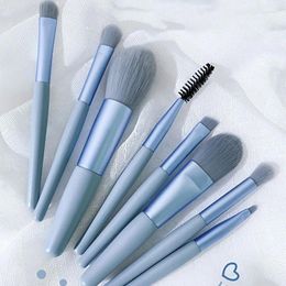 Makeup Brushes 8pcs Portable Mini Brush Set With Storage Bag Soft Hair For Foundation Eyeshadow Practical Beauty Tools