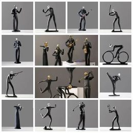 Resin Athletes/Musicians Figurines Silver/Gold Color Home Cabinet Simple Graceful Decoration Creative Decor Character Miniatures 240307