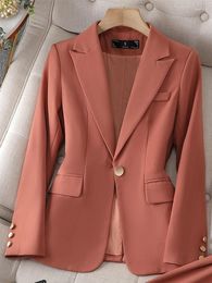 Women's Suits Women Blazer Ladies Fall Winter Black Red Yellow Long Sleeve Single Button Slim Female Jackets Coat