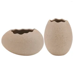 Vases 2 Pcs Dessert Small Egg Shell Vase Pots For Plants Gardening Ceramics Creative Flower