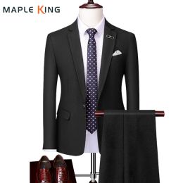 Suits Men's Sets 2 Pieces Wedding Dress Groomsmen Suit Coat Pant Design Latest Luxury 2022 Men Clothing Business Social Blazers Jacket