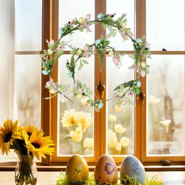 Decorative Flowers Easter Egg Garland Greenery Leaves Hanging With Eggs Decoration For Festival Wall Mantels Party Window