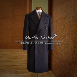 Pants Winter Jacket Men Tweed Wollen Thick Double Breasted Overcoat Military Long Trench Coat Custom Made Manteau Homme Grooms Suits